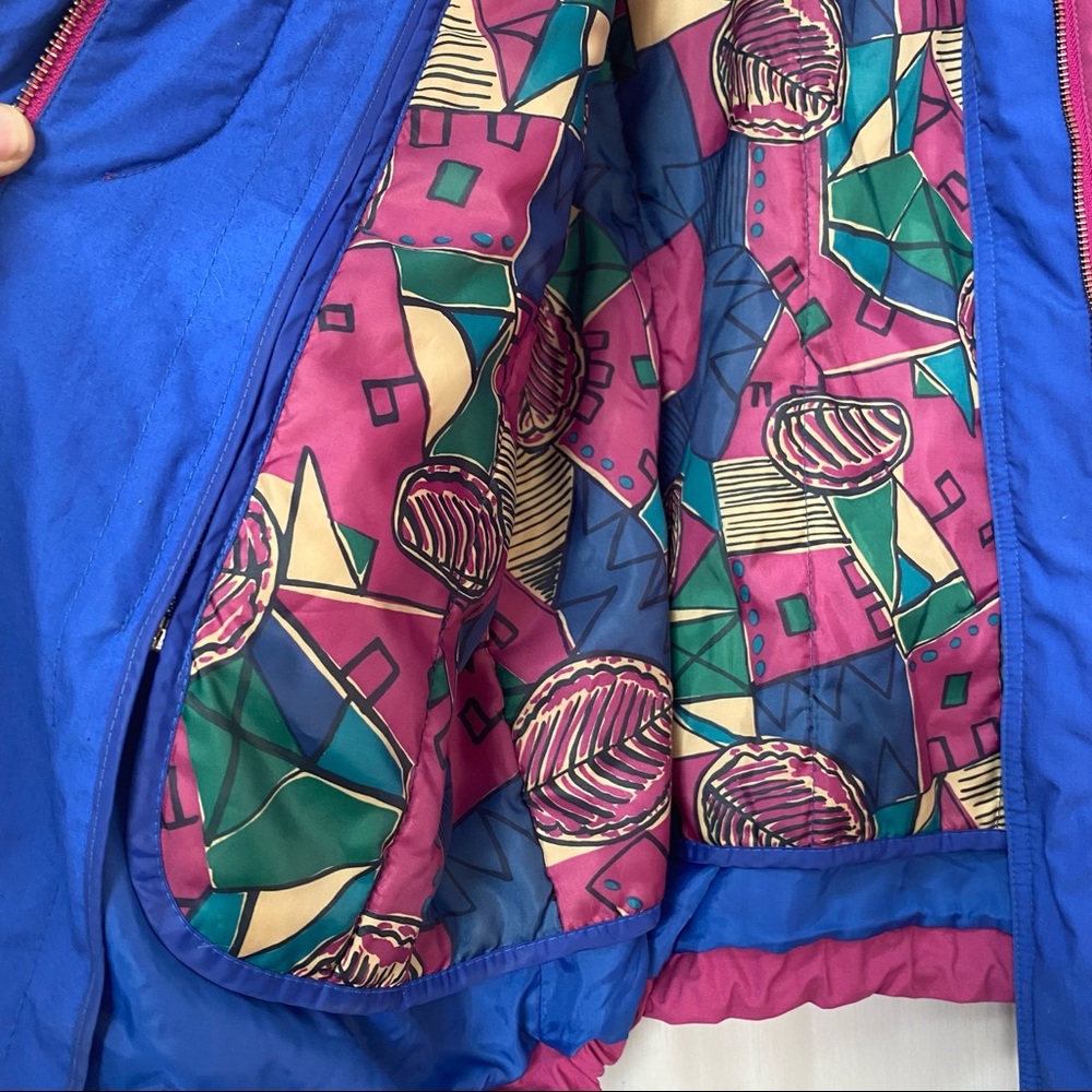 Vintage London Fog Pink Blue Puffer Jacket Warm Winter Coat womens size small - Picture 4 of 10